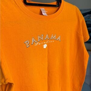 Panama paradise orange cropped baby t-shirt
